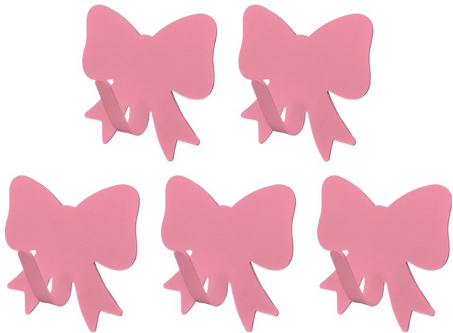 월드크린 리본 접착식 후크, 딥핑크, 5개