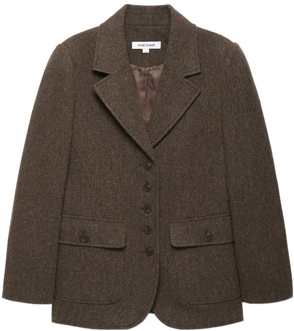 나이스클랍 여성용 볼륨소매 헤링본 자켓 A244PWJ908