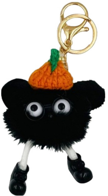 제주갬성 감귤모자 안경 밍크 키링, 블랙, 1개, 8cm