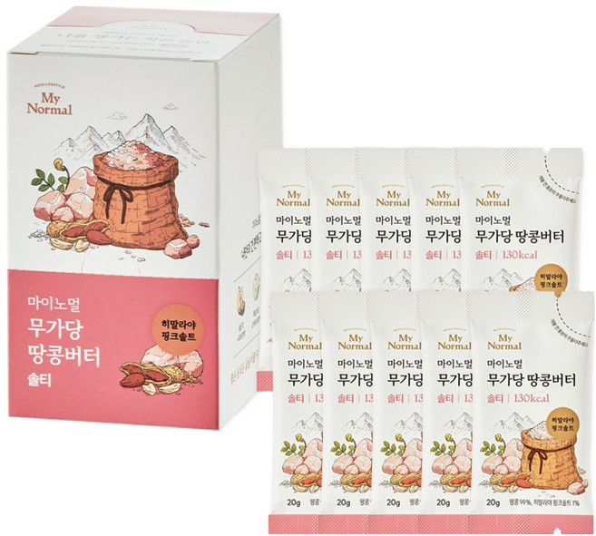 마이노멀 무가당 땅콩버터 스틱 솔티, 20g, 10개