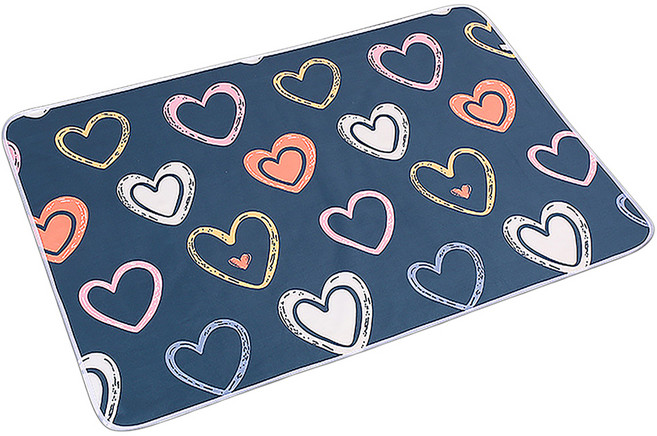 可機洗防水透氣保潔墊 雙面可用, 幸福依戀 深藍色