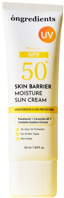 ongredients 肌膚屏障保濕防曬霜 SPF50+ PA++++, 50ml, 1個