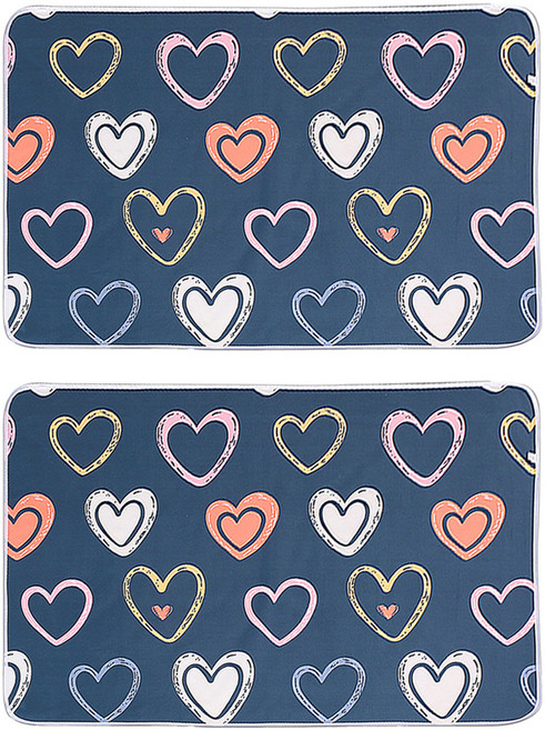可機洗防水透氣保潔墊2入組 雙面可用, 幸福依戀 藍色