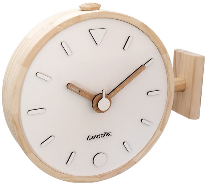 루미아 모노 라운드 거실 양면벽시계, 내추럴