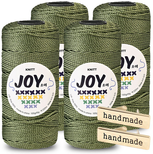 Knitt Joy 適合鉤針編織包包的PP編織線 100g x 4入 + 手工金屬標籤 2入組, 1個, 14 卡其色