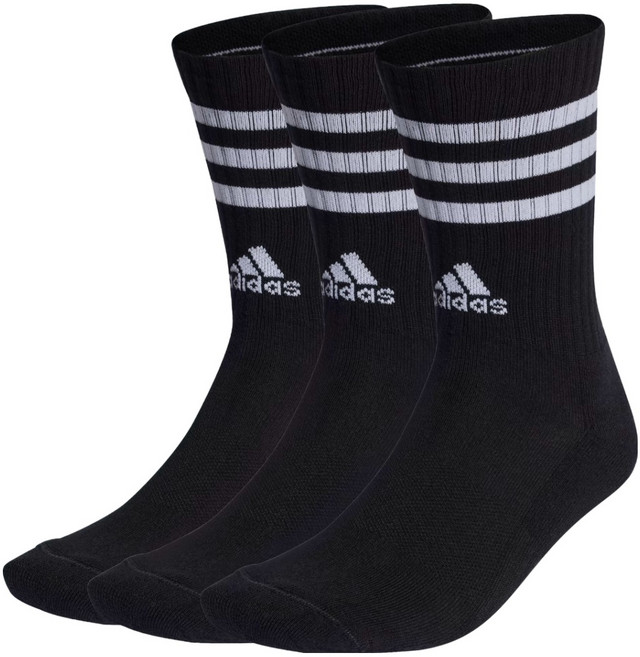 adidas 愛迪達 3S 緩震中筒襪 IC132 3入, 3個, 黑色, 黑色, 黑色