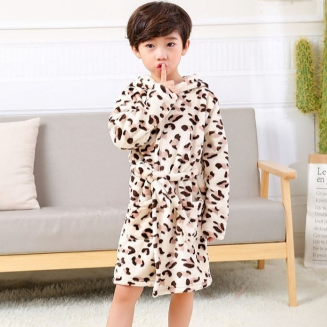 Starbean 兒童款彩色圖案雙口袋沐浴袍