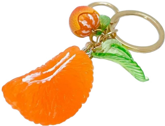제주 감귤 두쪽 키링 연두잎, 혼합색상, 1개