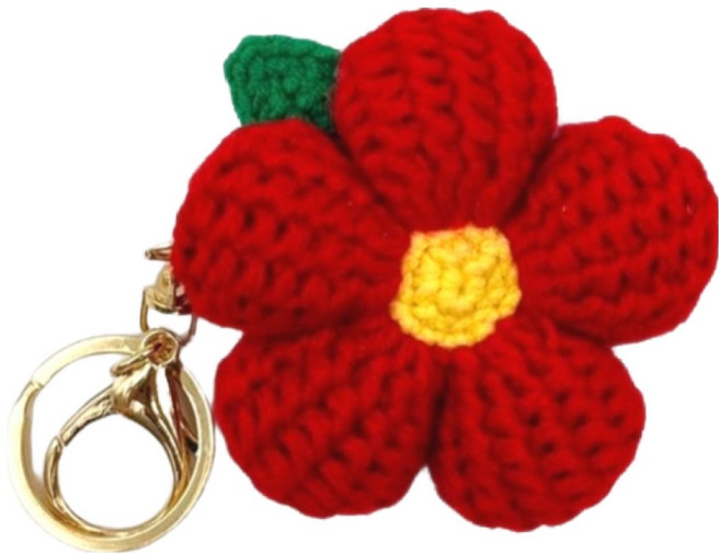 뜨개 동백 키링, 레드, 1개, 7cm