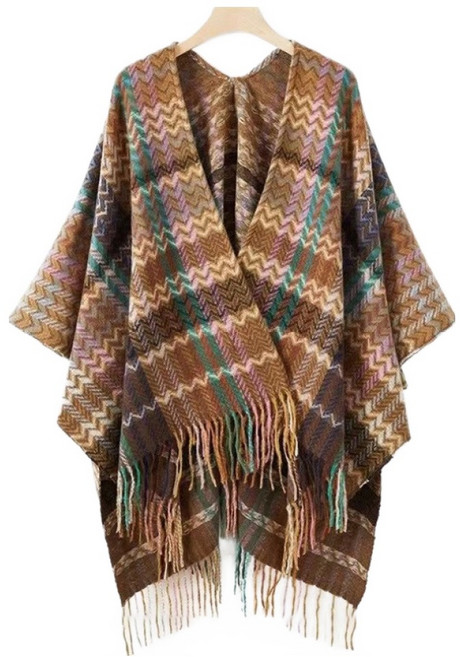 DMELD 女款撞色大型披肩斗篷罩衫