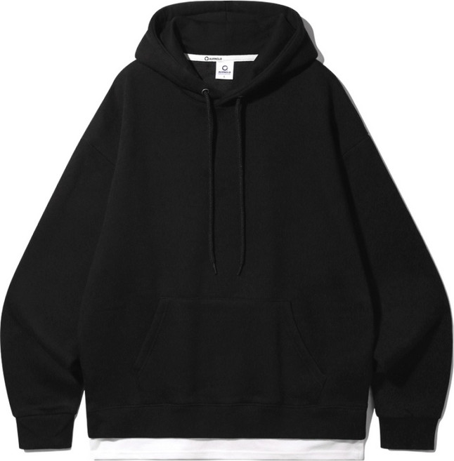 앨빈클로 남녀공용 더블코튼 레이어드 오버핏 후드티 AVH885