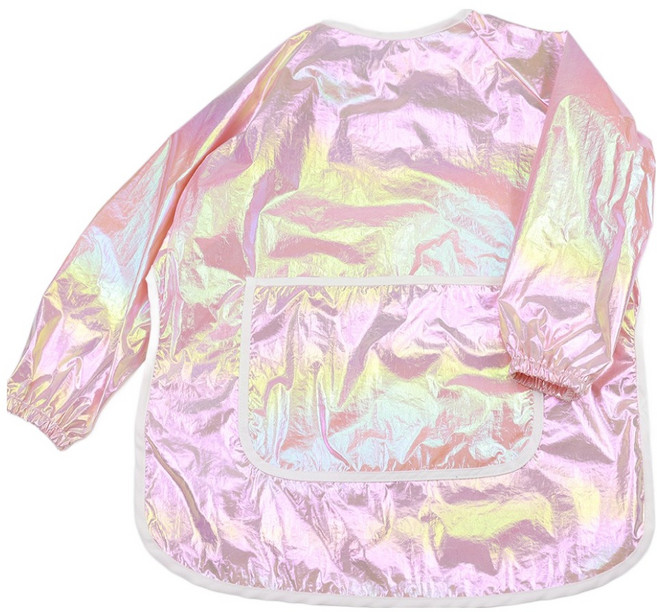 베베슈에뜨 유아동 국내생산 방수 미술가운 앞치마, 홀로그램 핑크