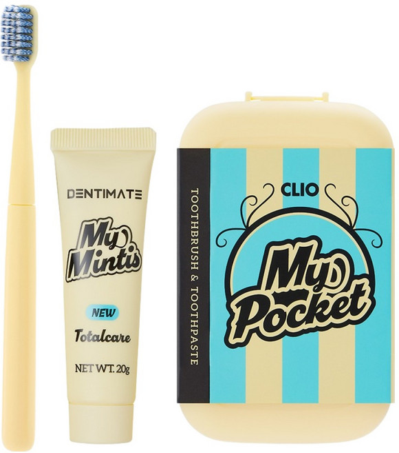 크리오 마이 포켓 칫솔 + 치약 20g 세트, 1세트