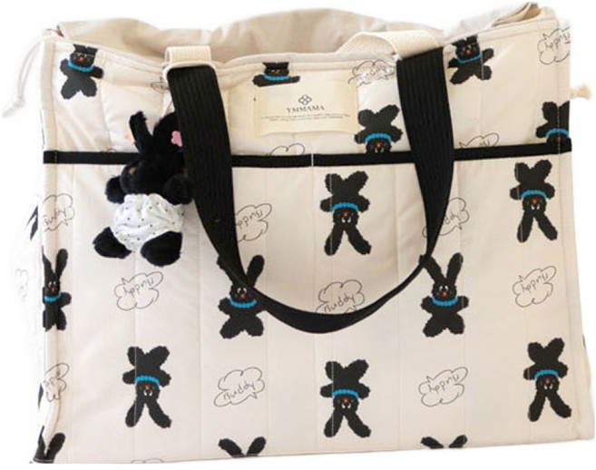 와이엠마마 더블빅윰백 기저귀가방, 키치 블랙래빗