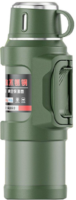 316不鏽鋼按壓內塞保溫瓶, 1個, 2L, 綠色