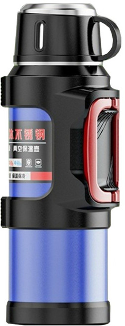 316不鏽鋼按壓內塞保溫瓶, 1個, 2L, 藍色