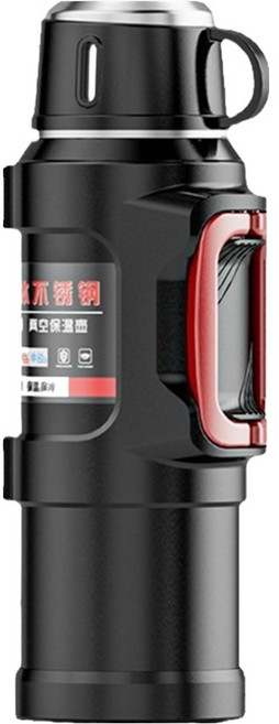 316不鏽鋼按壓內塞保溫瓶, 1個, 2L, 黑色