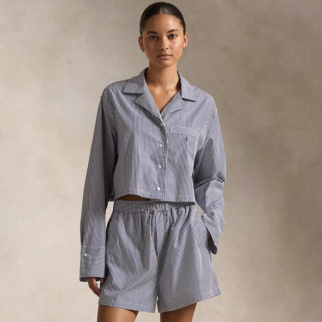 폴로랄프로렌 여성용 크롭 탑 파자마 상하의 세트 4P8010