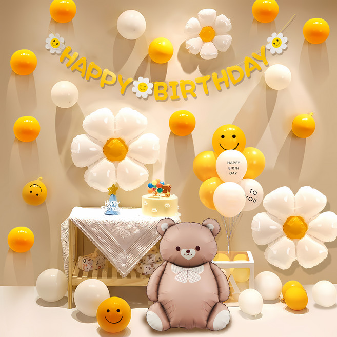 소아르 생일 파티 플라워 풍선 장식 세트, 1세트