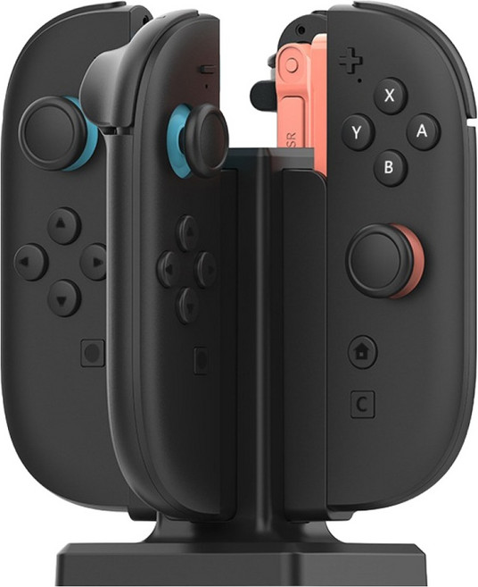 호후 닌텐도 스위치2 조이콘 컨트롤러 조충스 충전기 차징 충전독 거치대, 블랙, 1개
