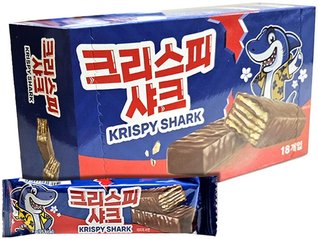 크리스피 샤크 초코바 18p, 342g, 1개
