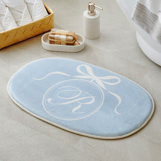 라피니라 리본 엠블럼 메모리폼 발매트, 스카이블루