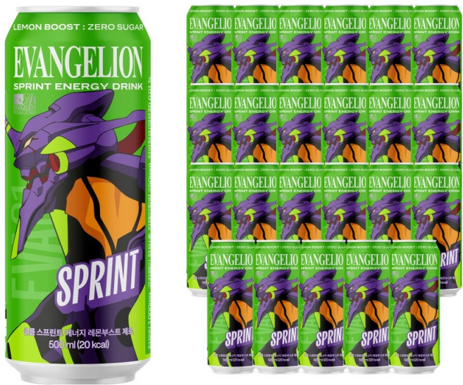 클룹 스프린트 에반게리온 에너지드링크 레몬부스트 제로, 500ml, 24개