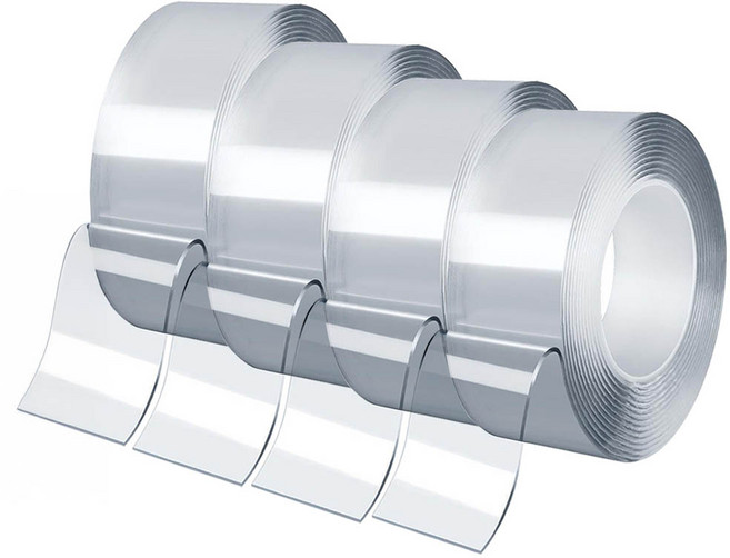 엔더 초강력 아크릴 폼 나노 실리콘 클리어 겔 양면 테이프 30mm x 5m, 투명, 4개