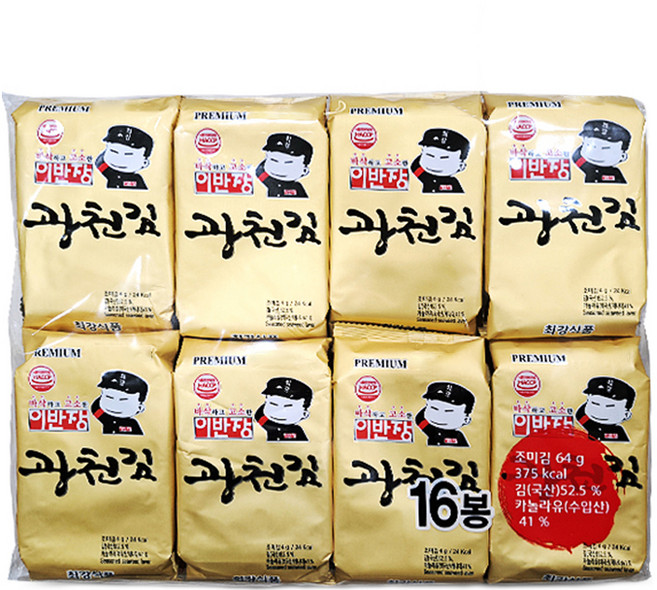 이반장 재래도시락 광천김, 4g, 16개
