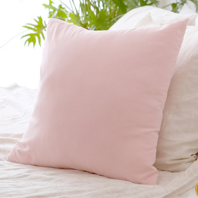 리드홈 바이오워싱 파스텔 쇼파 쿠션커버 솜포함, 라이트핑크