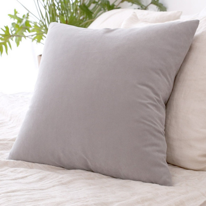 리드홈 바이오워싱 파스텔 쇼파 쿠션커버 솜포함, 라이트그레이