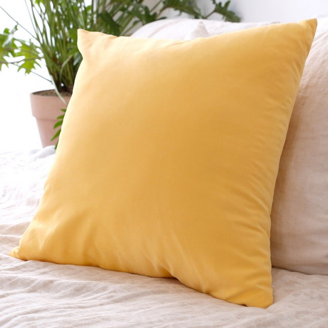 리드홈 바이오워싱 파스텔 쇼파 쿠션커버 솜포함, 레몬