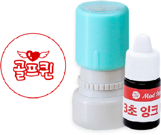매드스탬프 골프공 볼마커 스탬프 + 리필잉크 5ml 세트, 3초빨강 골프퀸, 1세트