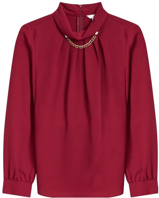 조이너스 장식 디테일 하프넥 셔링 블라우스