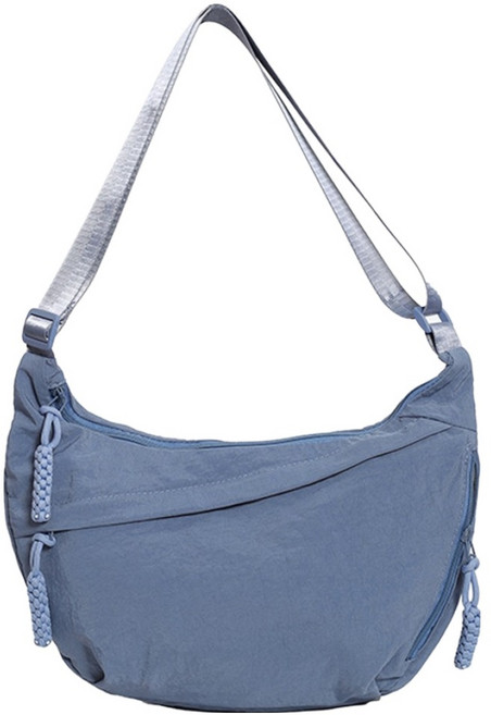 Elsso 百搭可頌繩結拉鍊彩色斜揹包, 藍色