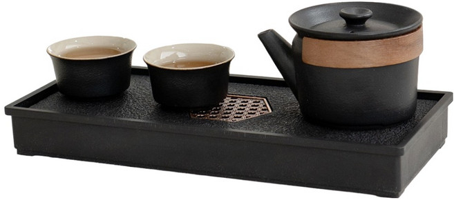 오후반차 깊은 별밤 다도 세트, 1세트, 찻잔 2p + 다관 + 차판, 블랙