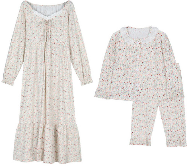 도씨 소프킨 긴팔 카라 원피스 + 패밀리 잠옷 포피 상하의 세트