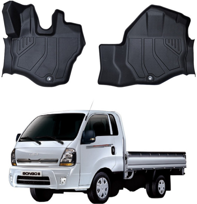 오토가드 TPE 3D 고무 카매트 2p 풀세트, 블랙, 봉고3 1톤 전차종 디젤 / LPG / EV 공용