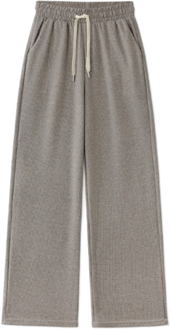 M.N.C 男女通用柔軟坑條寬版鬆緊帶長褲 MDIP775JO