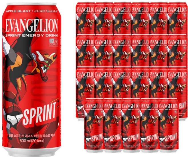 클룹 스프린트 에반게리온 에너지드링크 애플 블라스트 제로, 500ml, 24개