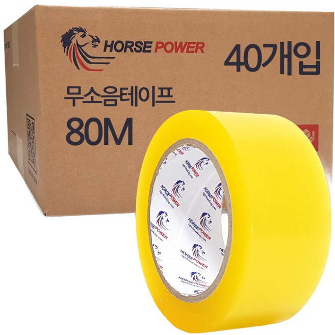 홀스파워 무소음 박스테이프 48mm x 80m, 투명, 40개