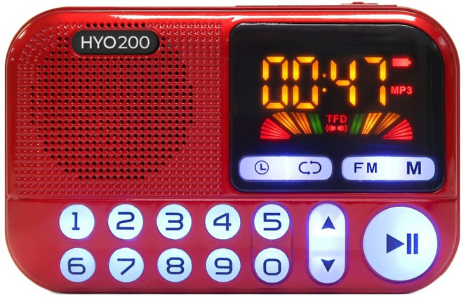 코비 휴대용 효도 라디오, HYO200, 레드