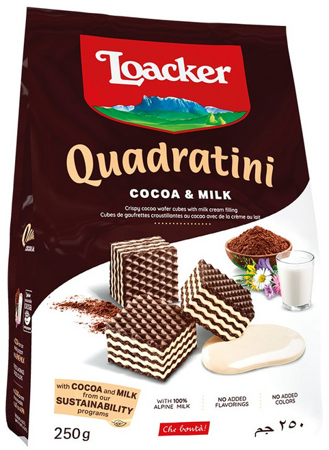 로아커 웨하스 콰드라티니 코코아 & 밀크, 1개, 250g