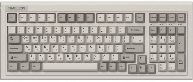 앱코 레트로 타임리스 블루투스 3모드 기계식 우뮤선 일반형 키보드, 빈티지 그레이, AO98, 복고축