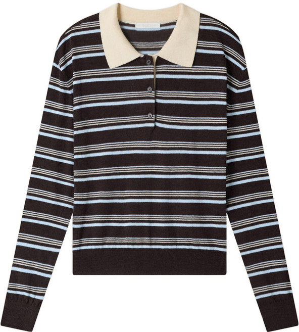 Roem 女用條紋翻領毛衣