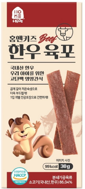 홈앤키즈 한우 육포 6p, 한우육포, 30g, 1개
