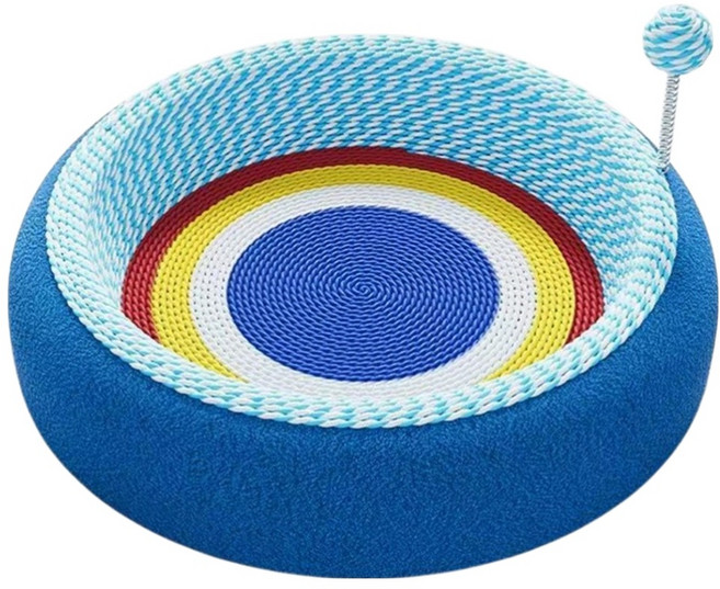 毛皇上 紙編貓抓窩 深陷圓型, 1個, 藍色