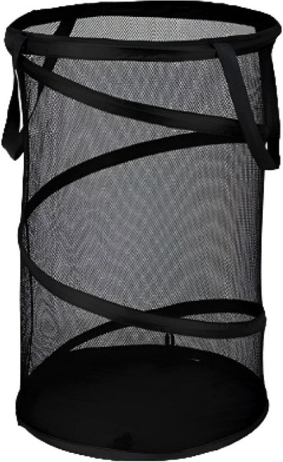 셉티크 원형 대용량 접이식 메쉬 빨래바구니, 블랙