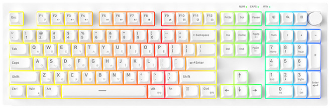 포팩트 유선 저소음 노브 RGB 키보드, 화이트, QN108, 멤브레인