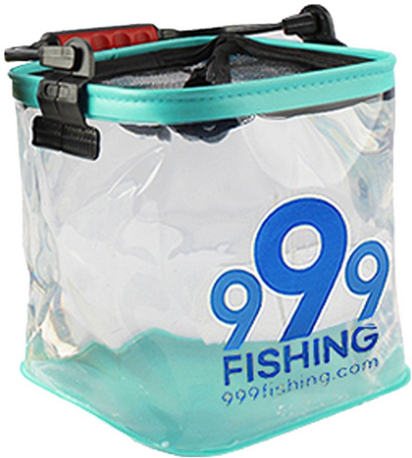 999피싱 EVA 접이식 투명 두레박 살림통 낚시 물고기 미끼통 삐꾸통, 민트